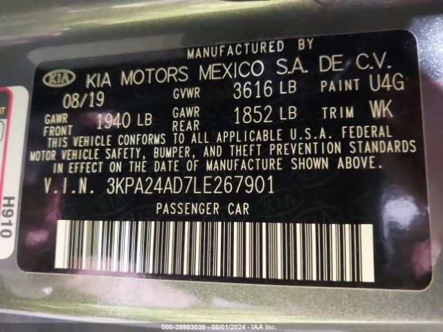 3KPA24AD7LE267901 KIA RIO S