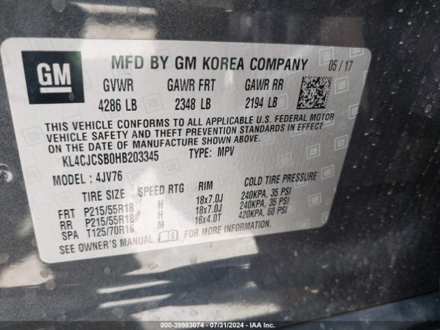 KL4CJCSB0HB203345 Buick Encore Essence