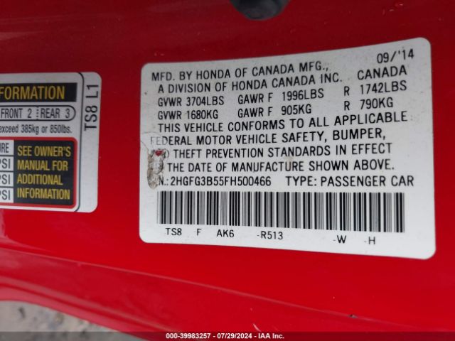 2HGFG3B55FH500466 Honda Civic Lx