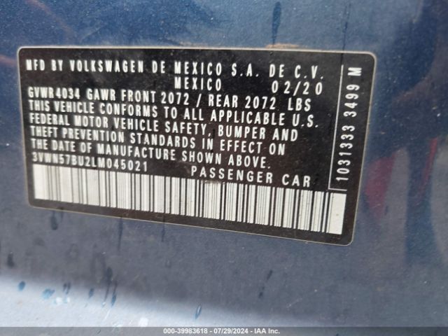 3VWN57BU2LM045021 Volkswagen Jetta 1.4t R-line/1.4t S