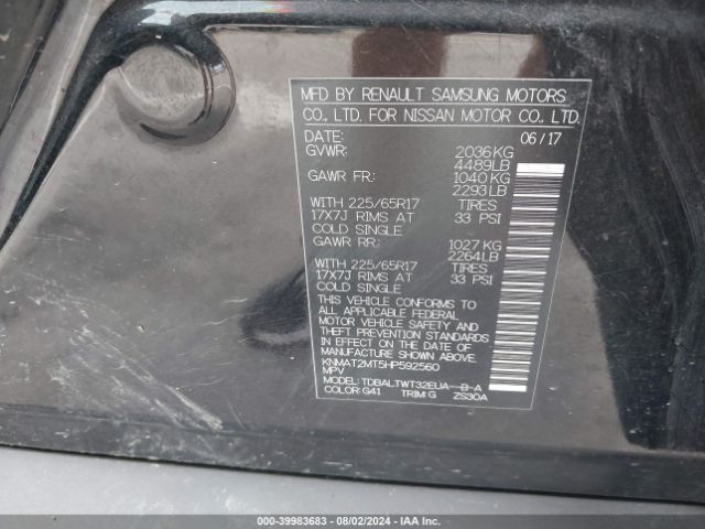 KNMAT2MT5HP592560 Nissan ROGUE SV