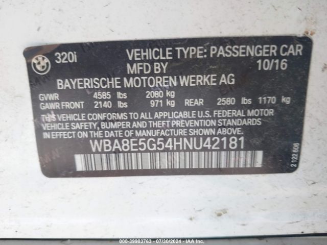 WBA8E5G54HNU42181 BMW 320i Xdrive