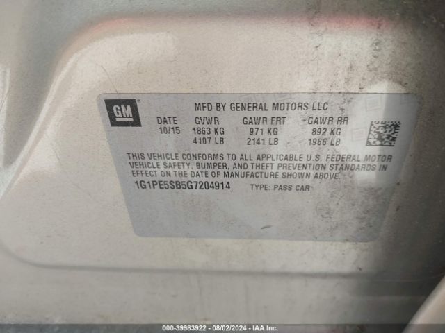 1G1PE5SB5G7204914 Chevrolet Cruze Limited 1lt Auto
