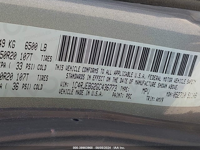 1C4RJEBG2GC436773 Jeep Grand Cherokee Limited 75th Anniversary