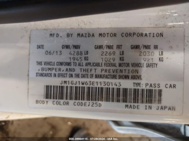 JM1GJ1W63E1130143 Mazda Mazda6 I Grand Touring