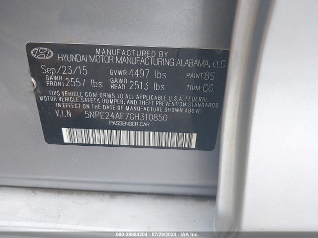 Hyundai SONATA SE 2016 5NPE24AF7GH310850 Image 9