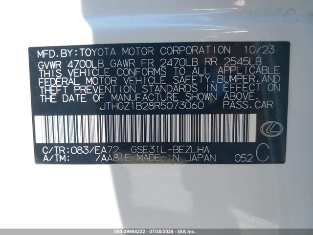 JTHGZ1B28R5073060 Lexus Is 350 F Sport