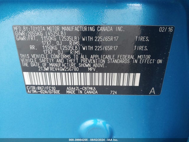 Toyota Rav4 Xle 2016 2T3WFREV4GW256780 Image 9