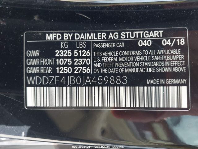 WDDZF4JB0JA459883 Mercedes-Benz E 300