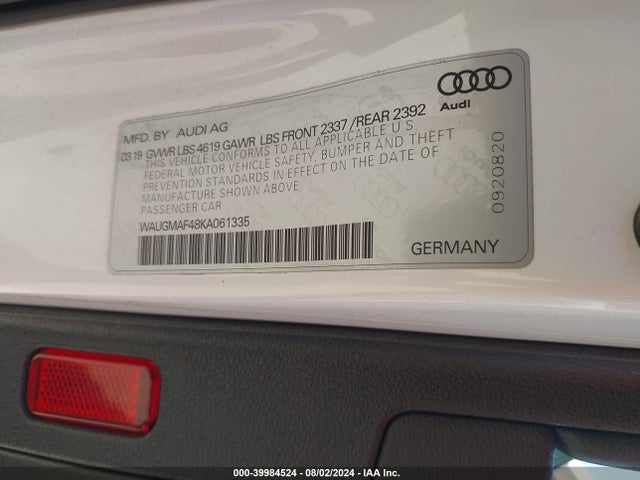 Audi A4 40 Premium/40 Titanium Premium 2019 WAUGMAF48KA061335 Image 9