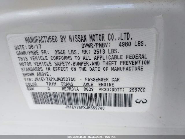 JN1EV7APXJM352740 Infiniti Q50 3.0t Luxe