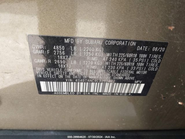 4S4BTANC9L3252272 Subaru Outback Limited