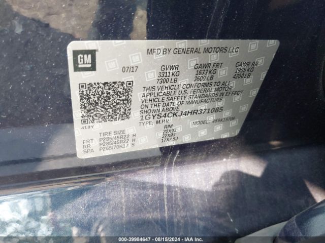 1GYS4CKJ4HR371085 Cadillac Escalade Premium Luxury