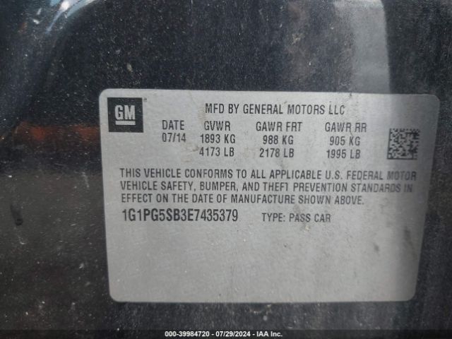 1G1PG5SB3E7435379 Chevrolet CRUZE LTZ