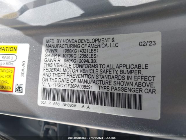 1HGCY1F36PA008591 Honda ACCORD EX