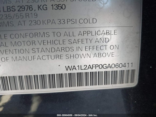 WA1L2AFP0GA060411 Audi 2.0t