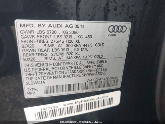 WA1LGAFE4FD001164 Audi Q7 3.0t Premium