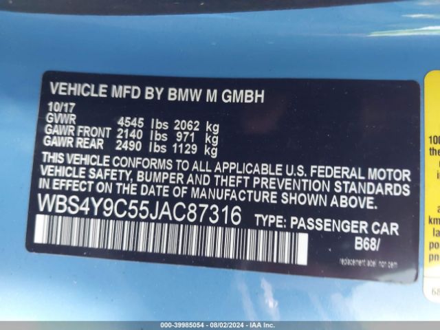 WBS4Y9C55JAC87316 BMW M4