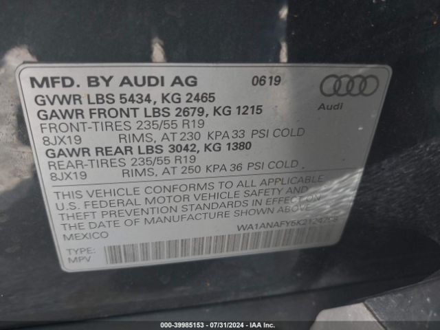 WA1ANAFY5K2124758 Audi Q5 45 Premium