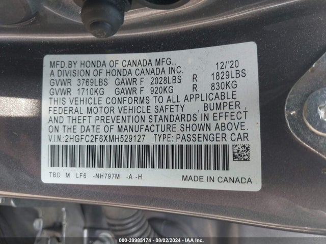 Honda Civic Lx 2021 2HGFC2F6XMH529127 Image 9