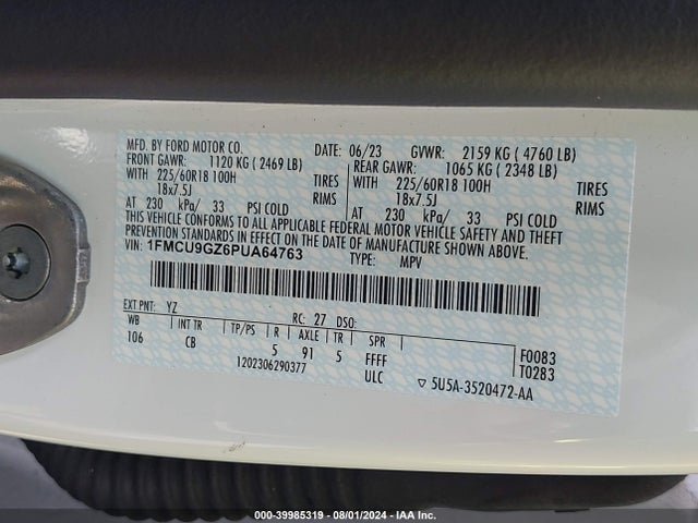 Ford Escape Active 2023 1FMCU9GZ6PUA64763 Image 9
