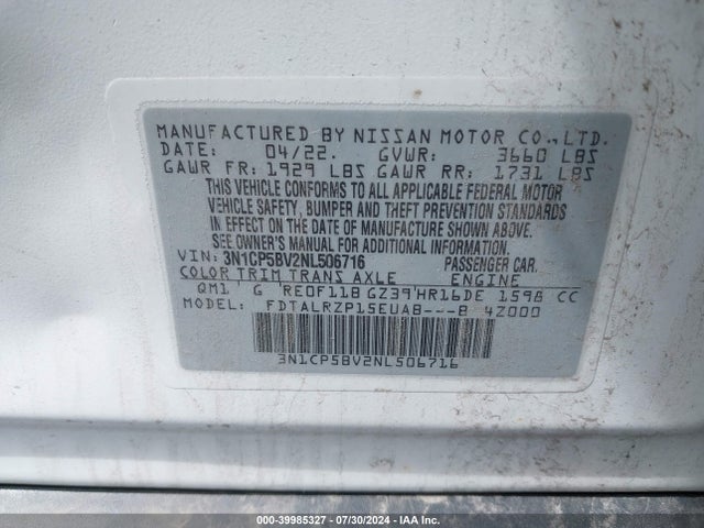 Nissan Kicks S Xtronic Cvt 2022 3N1CP5BV2NL506716 Image 9