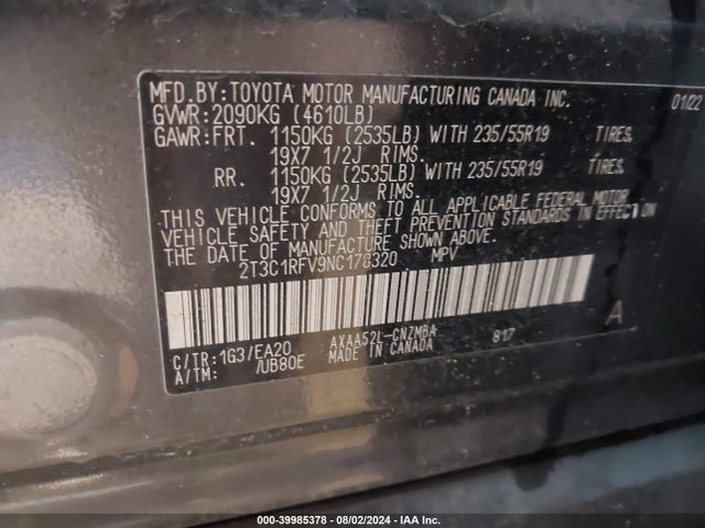 Toyota Rav4 Xle Premium 2022 2T3C1RFV9NC178320 Image 9