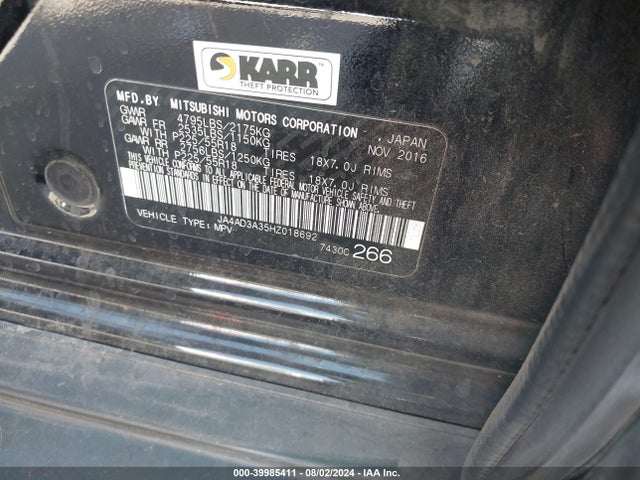 2017 MITSUBISHI OUTLANDER JA4AD3A35HZ018692 Photo 8