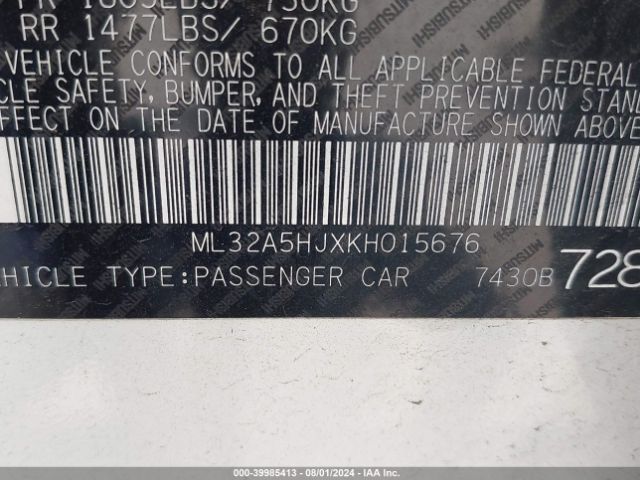 ML32A5HJXKH015676 Mitsubishi Mirage Gt/le