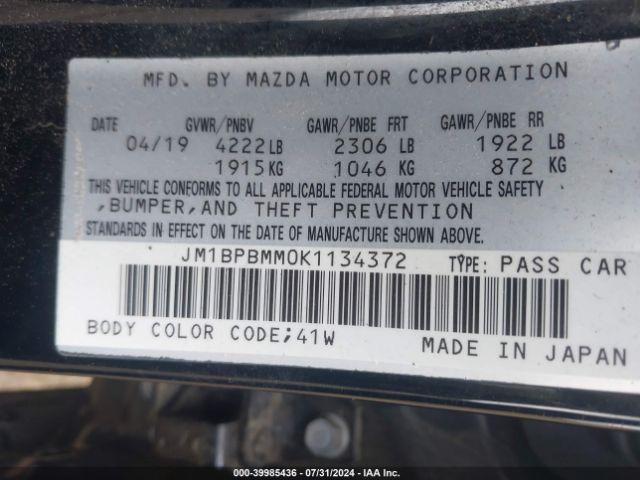 JM1BPBMM0K1134372 Mazda Mazda3 Preferred Package