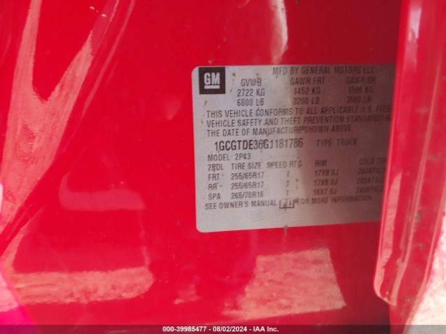 1GCGTDE36G1181786 Chevrolet Colorado Z71
