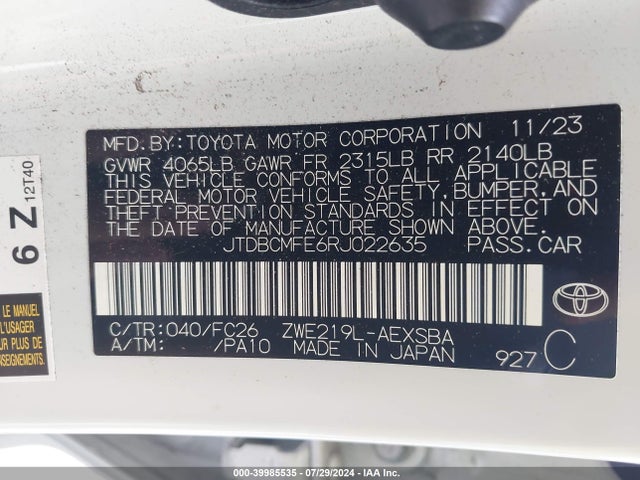 Toyota Corolla Hybrid Se 2024 JTDBCMFE6RJ022635 Image 9