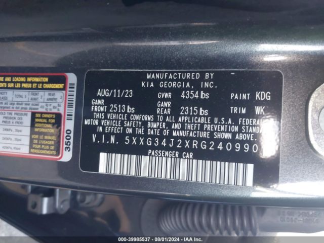 5XXG34J2XRG240990 KIA K5 EX