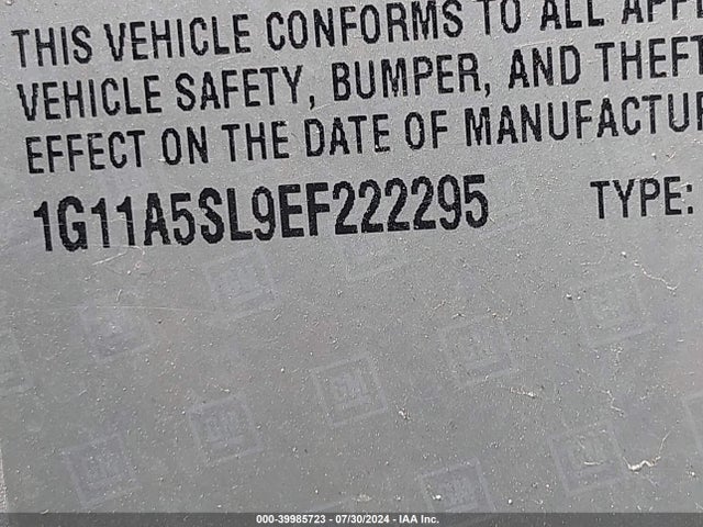 Chevrolet Malibu 1fl 2014 1G11A5SL9EF222295 Image 9