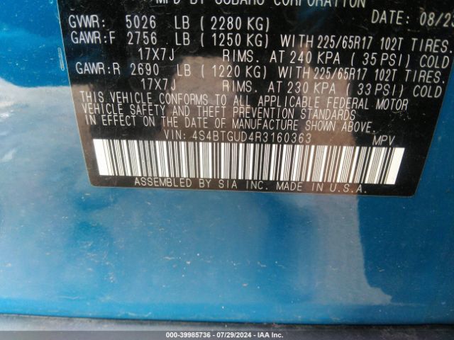 4S4BTGUD4R3160363 Subaru Outback Wilderness
