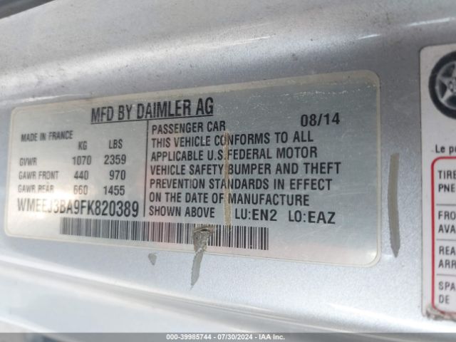 WMEEJ3BA9FK820389 Smart Fortwo Passion/pure