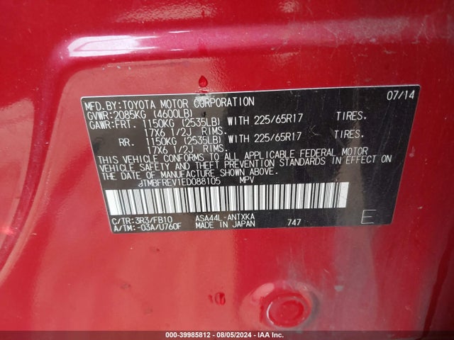 Toyota RAV4 LE 2014 JTMBFREV1ED088105 Image 9