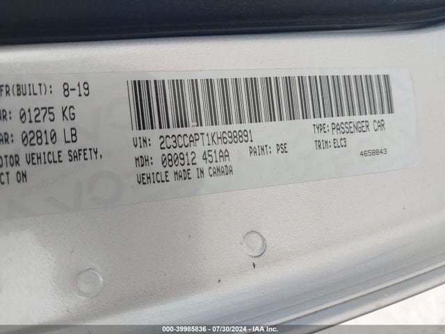 2C3CCAPT1KH698891 Chrysler 300 300c