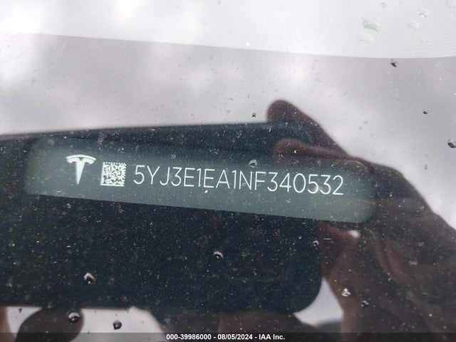 2022 TESLA MODEL 3 5YJ3E1EA1NF340532 Photo 8