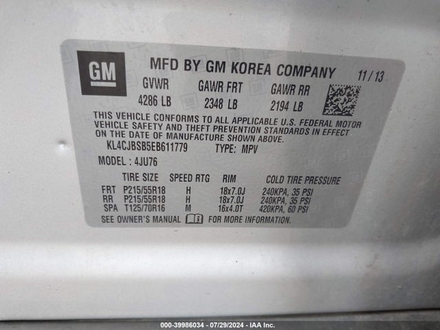 KL4CJBSB5EB611779 Buick Encore Convenience