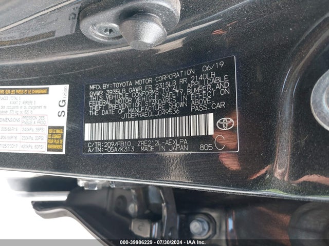 Toyota COROLLA LE 2020 JTDEPRAE0LJ049536 Image 9