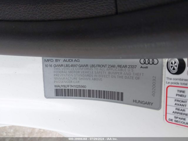 WAUY8LFF7H1025960 Audi A3 2.0t Premium