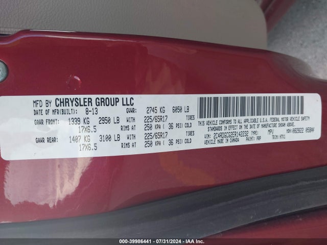 Dodge Grand Caravan Sxt 2014 2C4RDGCG2ER142232 Image 9