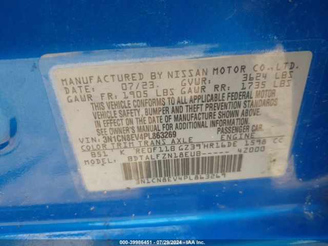 3N1CN8EV4PL863269 Nissan Versa 1.6 Sv Xtronic Cvt