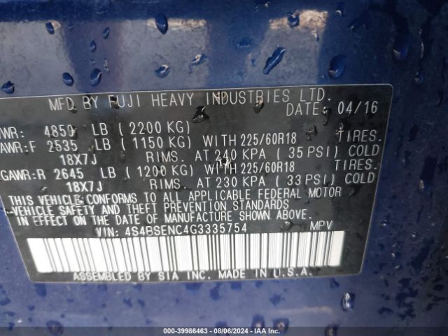 4S4BSENC4G3335754 Subaru Outback 3.6r Limited