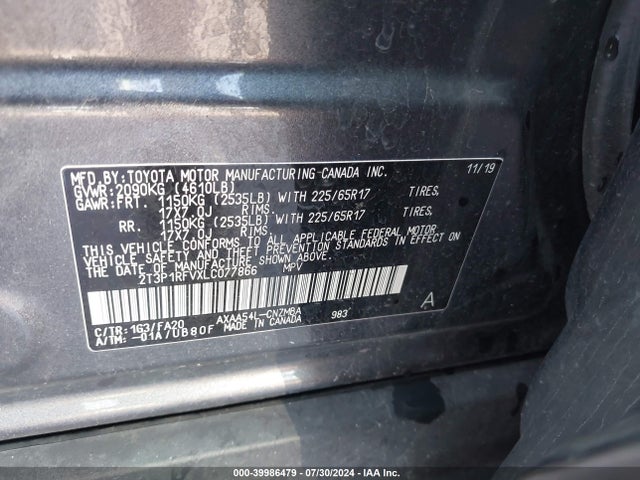 Toyota Rav4 Xle 2020 2T3P1RFVXLC077866 Image 9