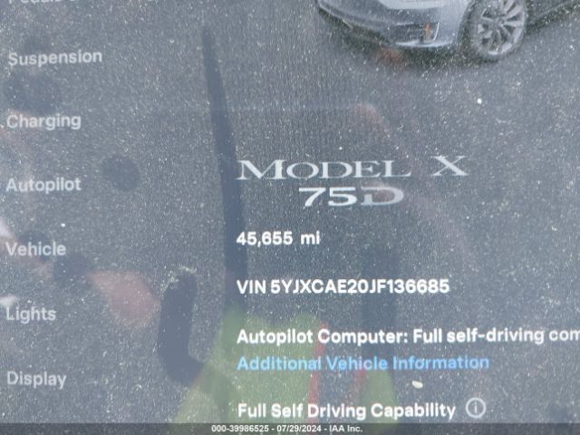 5YJXCAE20JF136685 Tesla Model X 100d/75d/p100d