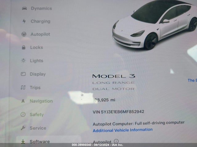 2021 TESLA MODEL 3 5YJ3E1EB6MF852942 Photo 6