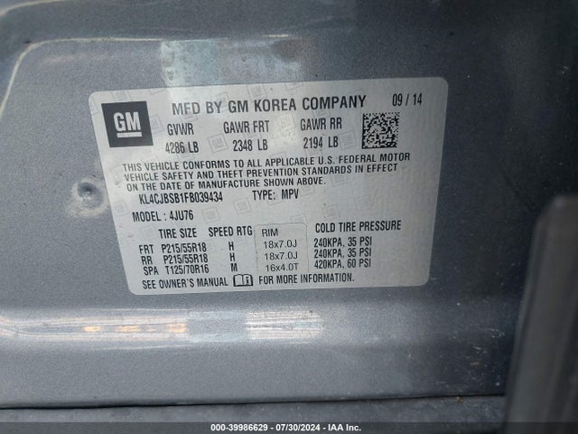 KL4CJBSB1FB039434 Buick Encore Convenience