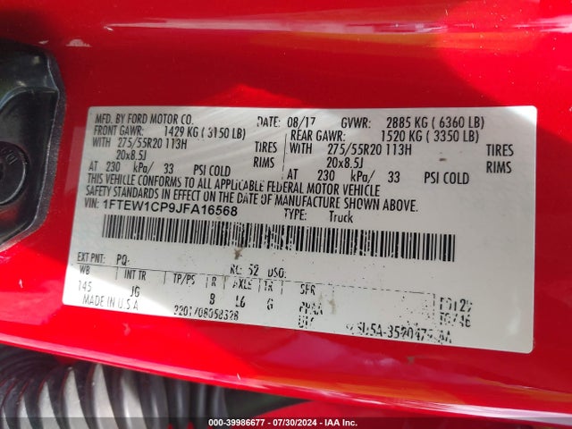 1FTEW1CP9JFA16568 Ford F-150 Xl